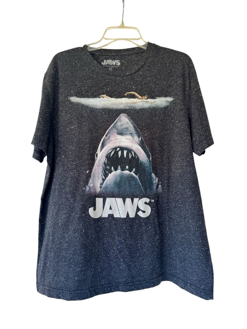 Jaws Gray Marled T-Shirt Sz XL Licensed Cotton EUC